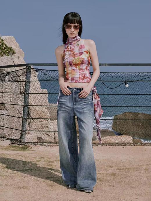 出逃赤岗西/24SSB78/复古印花网纱吊带背心 商品图3