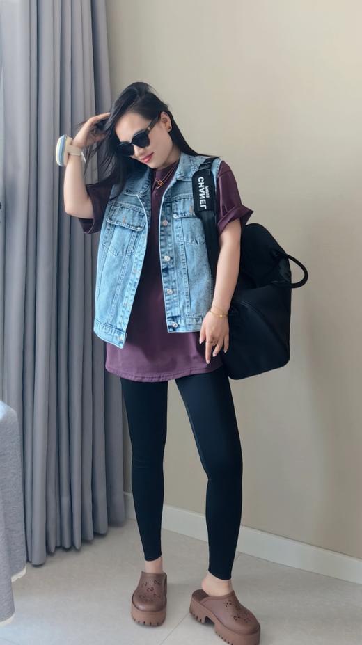 复古银扣直筒牛仔马甲救命百搭 商品图0