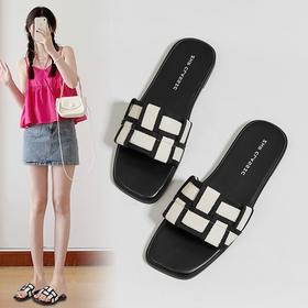 ZHR法式高级感平底凉拖鞋女夏小香风2024新款网红外出海边沙滩鞋