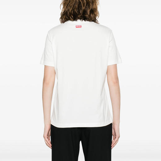 KENZO 高田贤三 女士老虎徽标刺绣棉质圆领短袖T恤 白色 FE52 TS116 4SG 02 商品图2