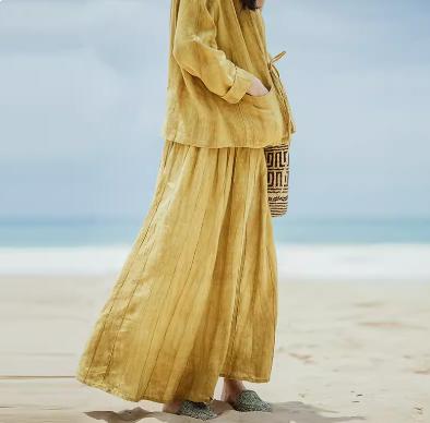 绽放 302朵 套装半裙旅行女装高端砂洗亚麻度假旅游穿搭 商品图1