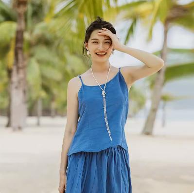 绽放/301朵 套装吊带旅行女装高端砂洗亚麻度假旅游穿搭 商品图1