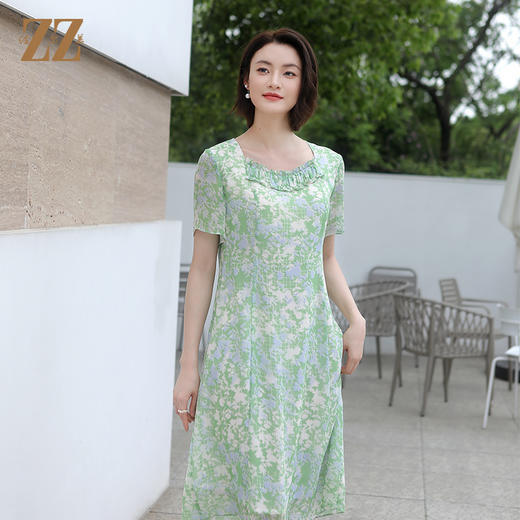 佐尔美甜美碎花100%桑蚕丝连衣裙E32LS99 商品图2