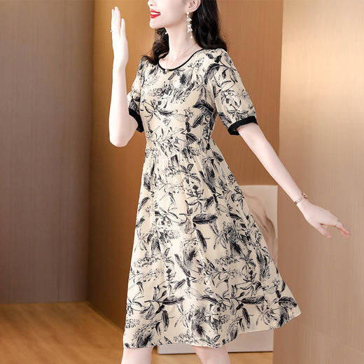 AHM-9105新中式圆领改良旗袍裙新款宽松遮肉显瘦水墨画印花连衣裙 商品图3