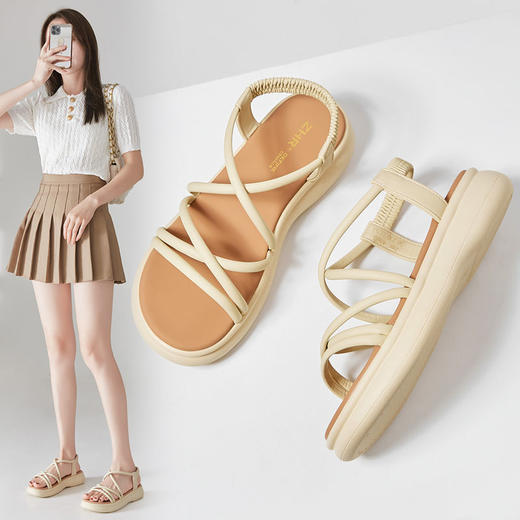 ZHR则则厚底罗马凉鞋2024夏季新款时尚百搭沙滩凉鞋简约休闲女鞋 商品图2