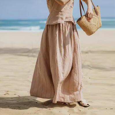 绽放 302朵 套装半裙旅行女装高端砂洗亚麻度假旅游穿搭 商品图3