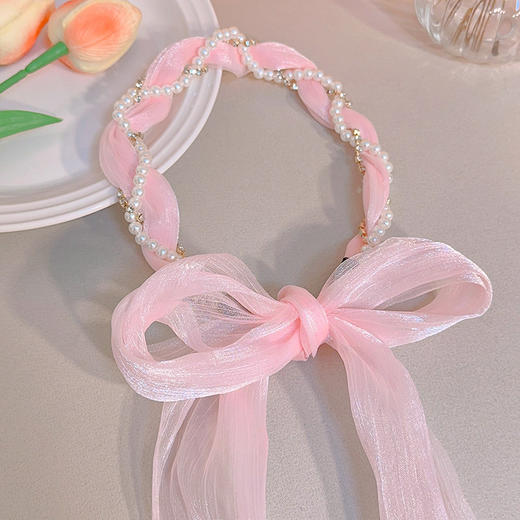 韩版ins风碎花发带珍珠水钻缠绕编发发箍蝴蝶结水果编发丝带发带 商品图6