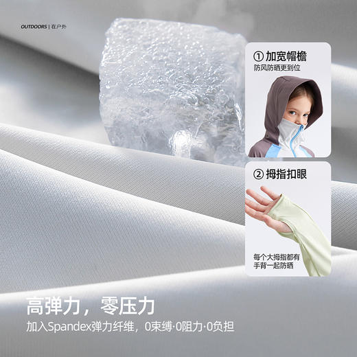 fx-【凉感防晒 UPF50+】儿童撞色冰皮斗篷防晒衣 PXW2409 商品图4