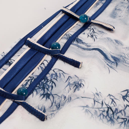 PF849斯尔丽2024新款新国风旗袍水墨写意画诗意立体裁剪显瘦连衣裙 商品图4