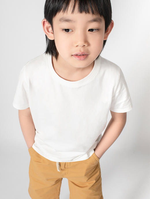 【特价清仓】童装经典款新疆长绒棉50支男女童白色短袖T恤 商品图1