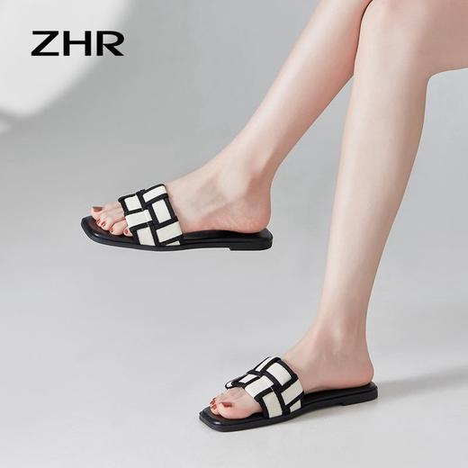 ZHR法式高级感平底凉拖鞋女夏小香风2024新款网红外出海边沙滩鞋 商品图4