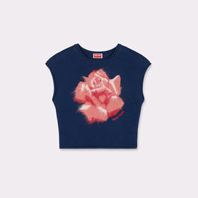 KENZO 高田贤三 女士玫瑰花徽标提花混纺羊毛针织背心 蓝色 FE52 PU468 3BM 77