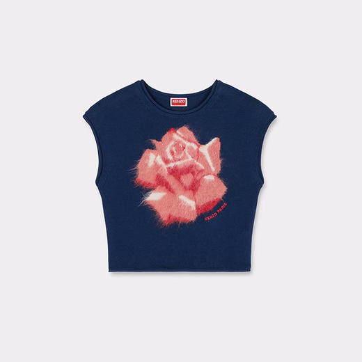 KENZO 高田贤三 女士玫瑰花徽标提花混纺羊毛针织背心 蓝色 FE52 PU468 3BM 77 商品图0