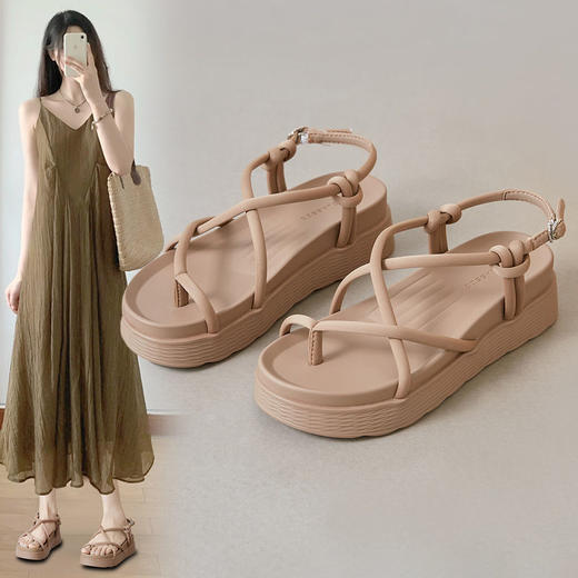 ZHR则则凉鞋女2024新款夏季洋气宽脚ins沙滩鞋百搭一脚蹬厚底凉鞋 商品图1