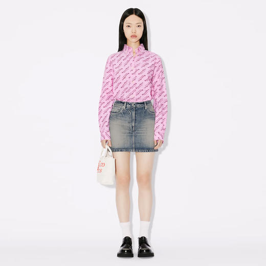 KENZO 高田贤三 女士字母徽标印花棉质长袖衬衫 粉色 FE52 CH087 9D2 30 商品图3