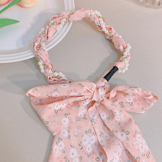 韩版ins风碎花发带珍珠水钻缠绕编发发箍蝴蝶结水果编发丝带发带 商品图8