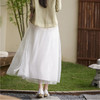 飘逸仙女欧根纱时尚提花，新中式白色高腰半身裙YFN6032 商品缩略图3