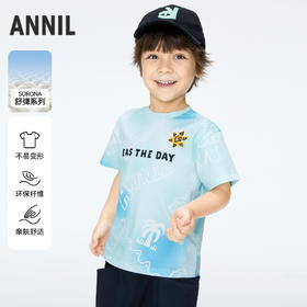 男童海洋风短袖T恤圆领上衣新款安奈儿童装实体店同款XB421683