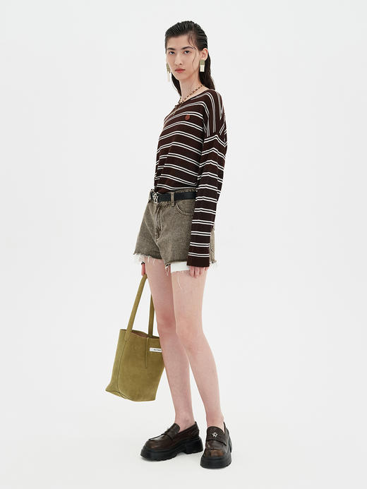 SELFWHO紧身超短牛仔裤女2024夏季新款经典复古吸湿透气百搭裤子 商品图1