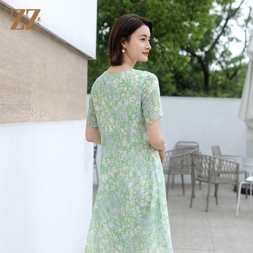 佐尔美甜美碎花100%桑蚕丝连衣裙E32LS99 商品图4