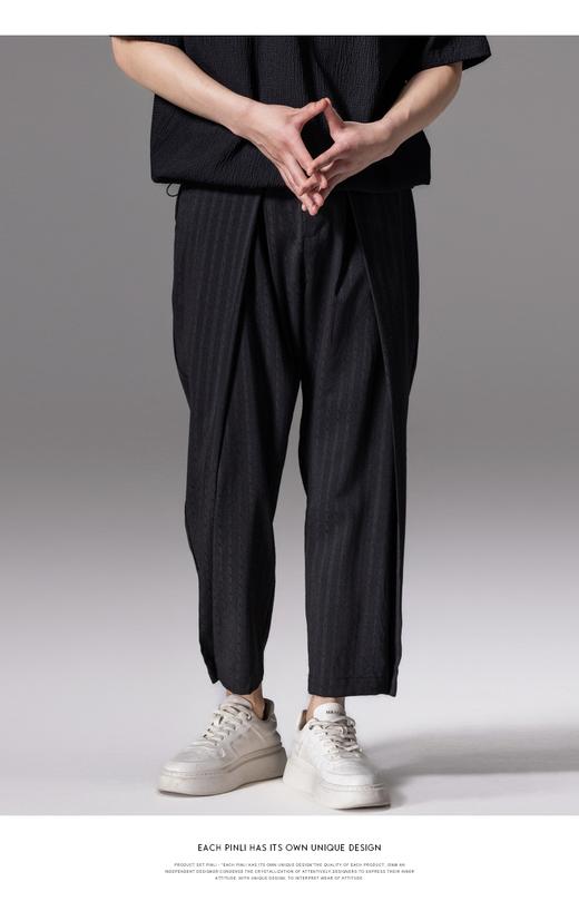 PINLI品立夏季新款暗纹提花九分裤男潮牌百搭时尚休闲直筒裤B242117102 商品图7