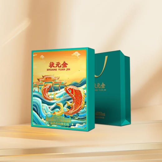 鱼越龙门《状元金》寓意美好，金榜题名，锌合金镀金章的正面彩色喷绘鱼跃龙门的图案 商品图2