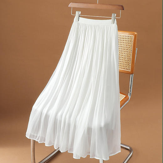 KQL-10226高级感欧货流光雪纺半身裙女夏新款牛奶珠光裙子气质杨柳皱百褶裙 商品图2