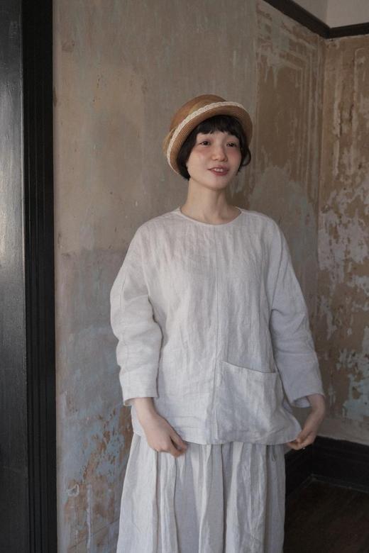 Kreuzzz   橘色/褐色Mire马尼拉麻圆顶网纱礼帽 商品图1