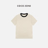 COCO ZONE高级感撞色螺纹圆领撞色短袖T恤上衣24C10192 商品缩略图1