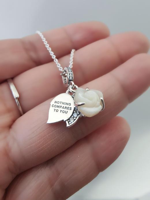 潘D拉纯银贝母玫瑰花项链 商品图3