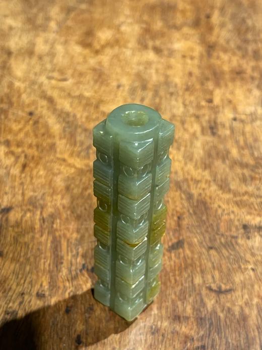 褐沁和田青玉琮式吊坠，顺丰包邮 商品图0