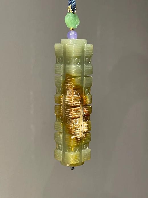 褐沁和田青玉琮式吊坠，顺丰包邮 商品图6