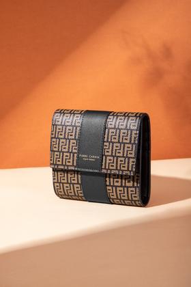 皮尔卡丹钱包女短款条纹质感时尚休闲钱夹女士横款生日520情人节礼物送女友老婆母亲节礼物实用送妈妈