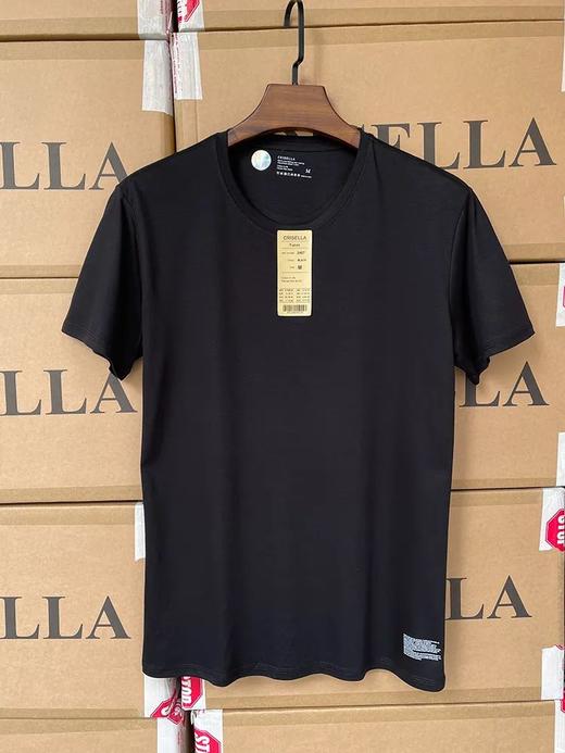 礼盒装镭射防伪标双面丝光液态长绒棉男士基础款纯色圆领短袖T恤 商品图4