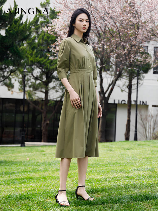 【商场同款】阿菁娜2024春季新款高级收腰衬衫连衣裙A29C112001 商品图2