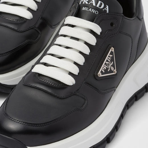 PRADA 普拉达 女士珐琅金属三角形徽标休闲运动鞋 黑色 1E804M 3LKI F0632 商品图3