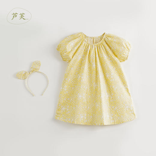 【马克珍妮 法式】女童花苞袖纯棉印花连衣裙儿童裙子夏装240926 商品图1