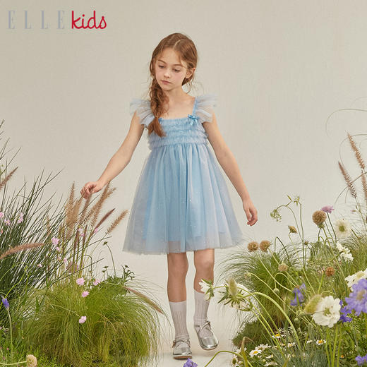 ELLEkids童装 重工亮片蝴蝶结吊带连衣裙 商品图1