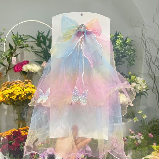 冰雪奇缘艾莎公主蝴蝶结超仙头纱儿童发夹精致可爱手工女儿童发饰 商品图0