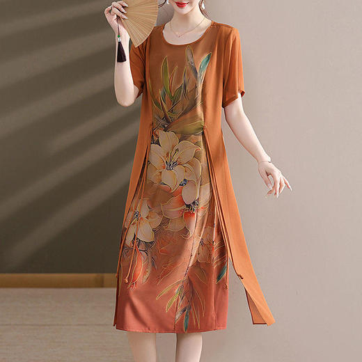 TZF-中国风妈妈装连衣裙夏季短袖洋气质夏季中长款显瘦裙子 商品图7