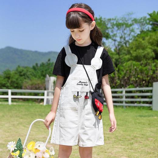 女童新款背带裤夏装套装中大童短袖背带裤2024新款时髦童装两件套 商品图1