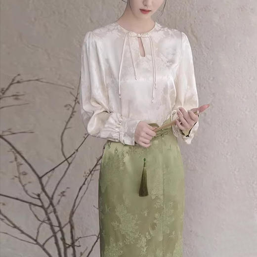 裁缝学苑AS247新款缎面长袖新中式衬衫纸样半身裙女装衬衣小衫打版裁剪样板 商品图3