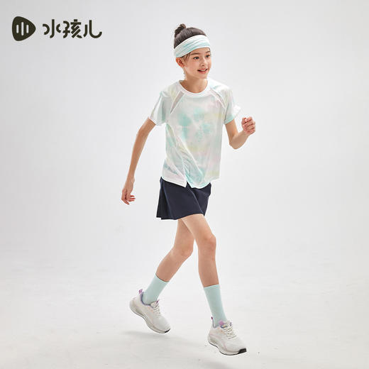 水孩儿童装夏季新款女童吸湿速干短袖轻薄柔软T恤时尚清新圆领衫 商品图4