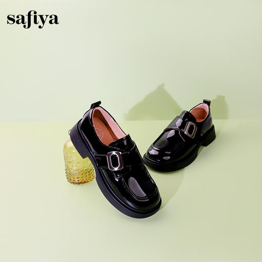 Safiya/索菲娅2024春季复古英伦一脚蹬百搭学院厚底粗跟小皮鞋 SF41112419 商品图3