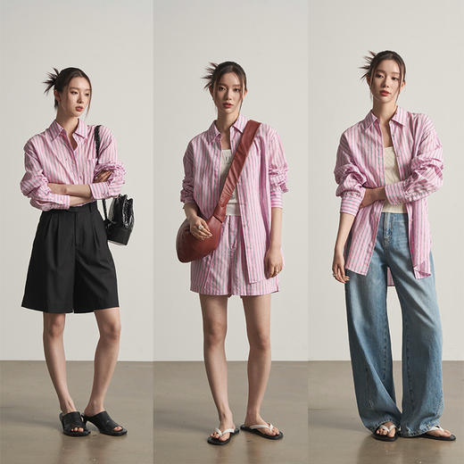 UMILAB【日光】休闲轻度假人棉+天丝垂坠呼吸感衬衫套装E183H 商品图1