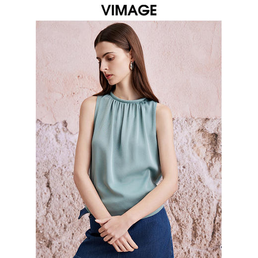 VIMAGE纬漫纪夏季新款气质显瘦轻薄无袖背心上衣V2113727 商品图3