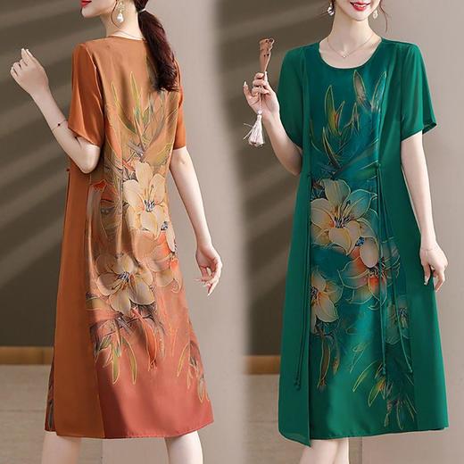 TZF-中国风妈妈装连衣裙夏季短袖洋气质夏季中长款显瘦裙子 商品图2