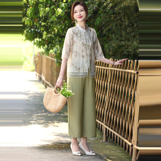 服饰鞋包-新款中老年夏季短袖新中式衬衫两件套 商品图1