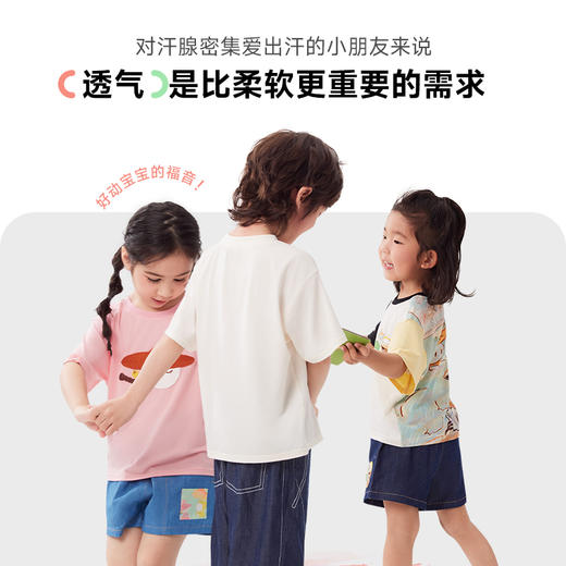 【代发】Q21&阿嘟白泽排汗儿童T恤男女童宝宝卡通透气吸湿短袖上衣夏季 商品图1