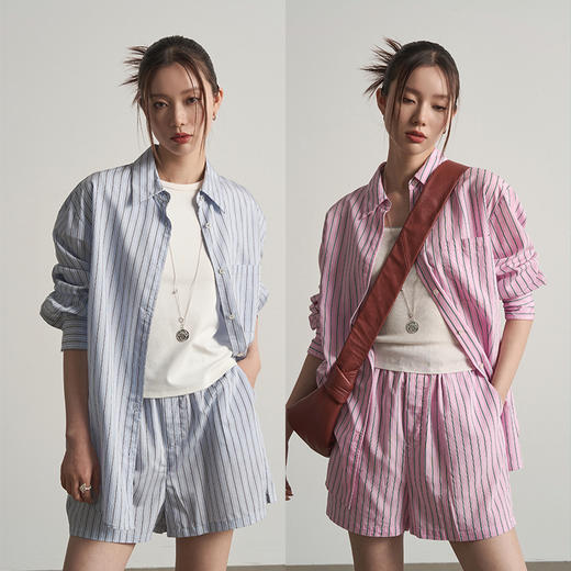 UMILAB【日光】休闲轻度假人棉+天丝垂坠呼吸感衬衫套装E183H 商品图3